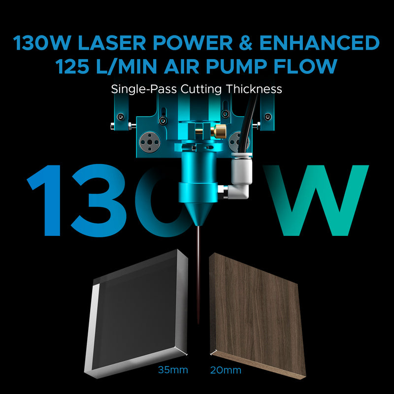 130W CO2 Laser Engraving Machine & Cutter with 1300x900mm Engraving Area and Autofocus | PRONTO 60