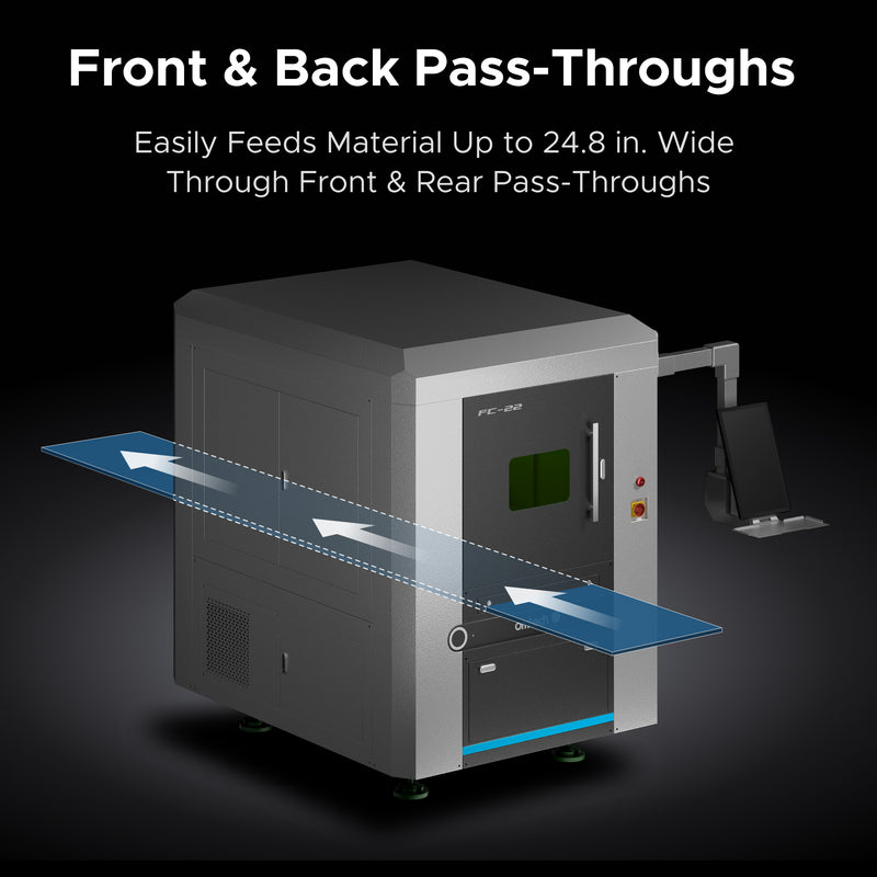 OMTech FC-22 1500W Fully Enclosed Fibre Laser Cutting Machine with Front & Back Pass Through & Built-in Water Chiller