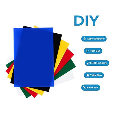 6-Pack Colored Acrylic Sheets – 8" x 12" | 0.1" Laser-Ready Plexiglass