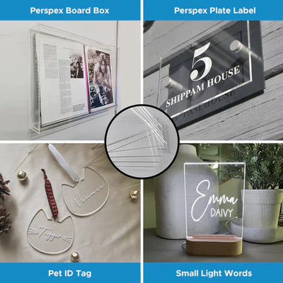 OMTech 10 Pack Clear Acrylic Sheets, 12x8 Inch Plexiglass Sheets for Laser Engraving & Cutting Size