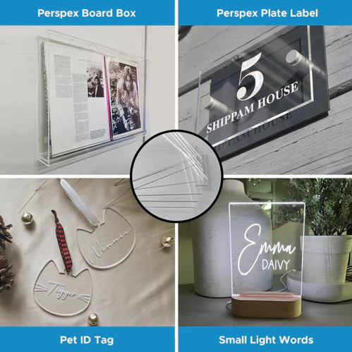 OMTech 10 Pack Clear Acrylic Sheets, 12x8 Inch Plexiglass Sheets for Laser Engraving & Cutting Size