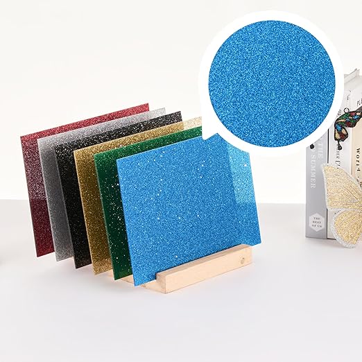 6-Pack Glitter Acrylic Sheets – 8"x12" | 0.1" Laser-Ready Plexiglass