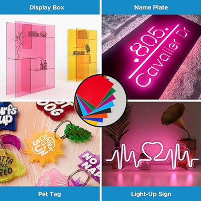 6-Pack Colored Acrylic Sheets – 8" x 12" | 0.1" Laser-Ready Plexiglass