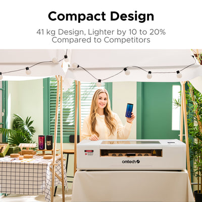 55W CO2 Polar Lite Desktop Laser Cutter and Engraver with 50x300 mm Engraving Area and Autofocus | OMTech Polar Lite