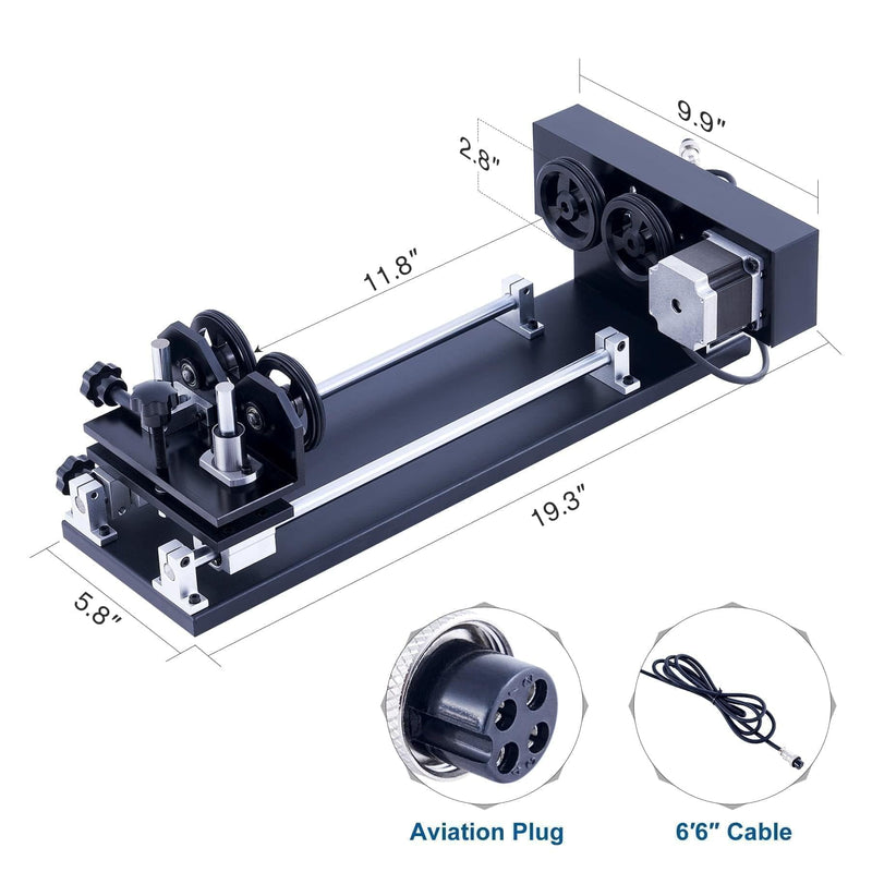 4-Wheel Rotary Axis with 360 Degree Rotation for 50W and Up CO2 Laser Engraver Cutting Machine