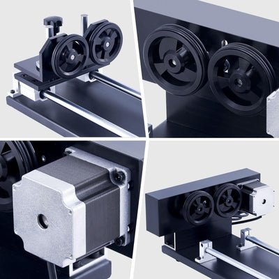 4-Wheel Rotary Axis with 360 Degree Rotation for 50W and Up CO2 Laser Engraver Cutting Machine